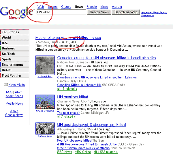 Google Bomb?? Israeli War on Lebanon