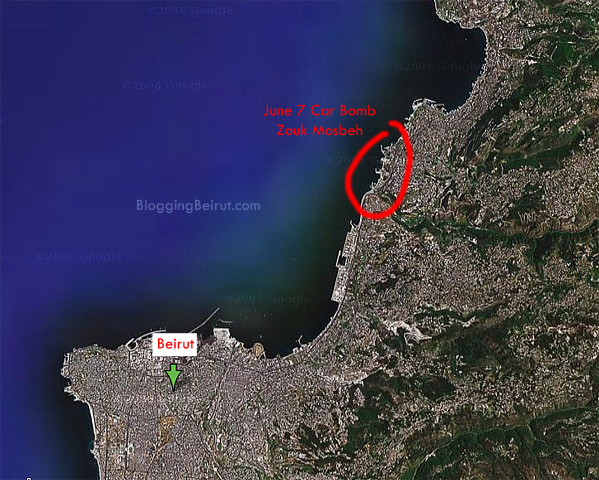 Car Bomb in Zouk Mosbeh, Beirut, Lebanon